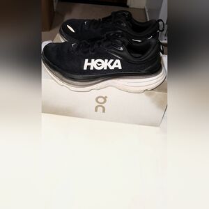 HOKA One BONDI 8 black white running walking sneaker Women 7 B or Men 5.5 B